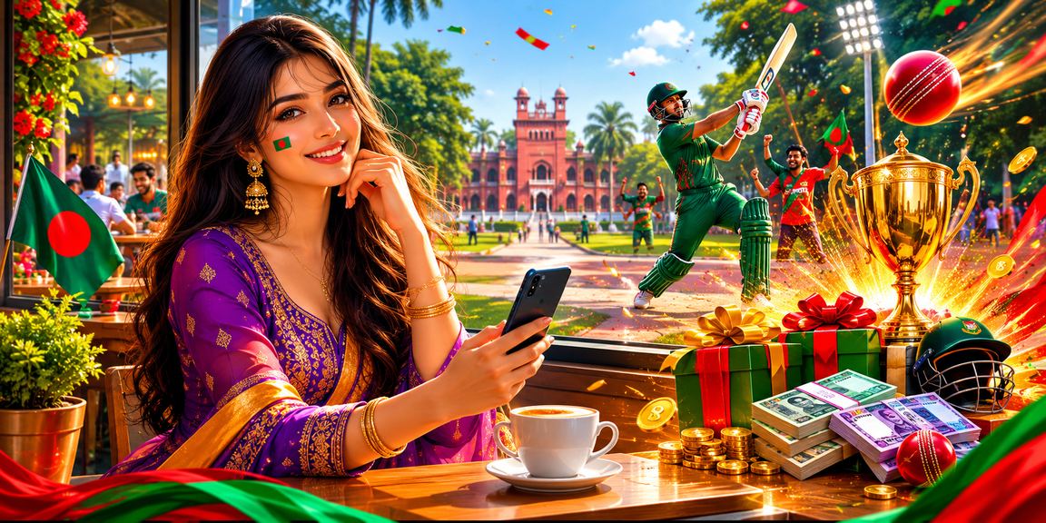 রাজশাহীতে ক্রিকেট বেটিং প্রোমোশনের দৃশ্য লাল সবুজ পোশাকে