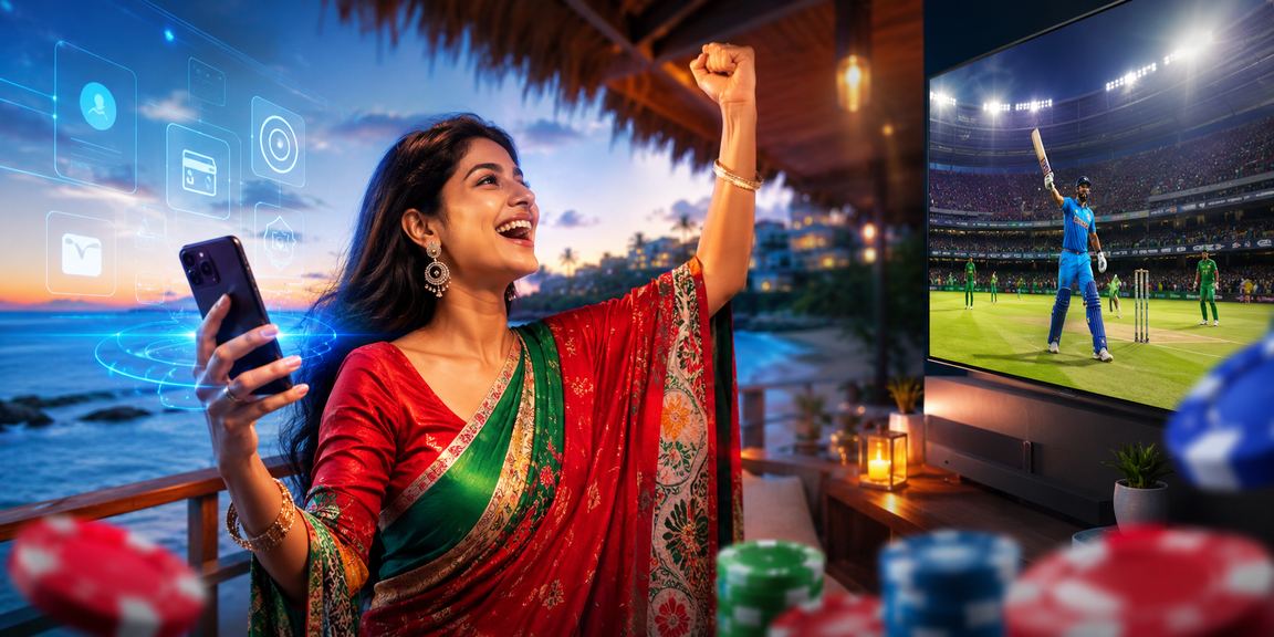 সেন্ট মার্টিনে সমুদ্র সৈকতে মোবাইলে ক্রিকেট বেটিং অ্যাপ ব্যবহারের দৃশ্য